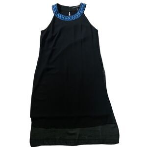 WHBM Womens Dress size 6 Black Blue Sheath Evening Formal Dinner Layered Chiffon